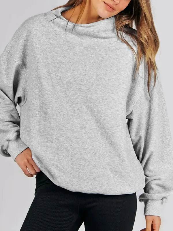 Hazel Blues® | Mock Neck Drop Shoulder Long Sleeve Sweatshirt Hoodie with Camouflage Military Edgy Hazel Blues® | Mock Neck Drop Shoulder Long Sleeve Sweatshirt Hoodie with Camouflage Military Edgy
