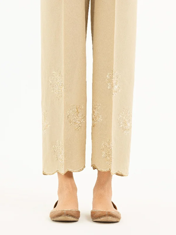 Embroidered Cambric Trousers(Pret) Trousers Elastic Waist Soft