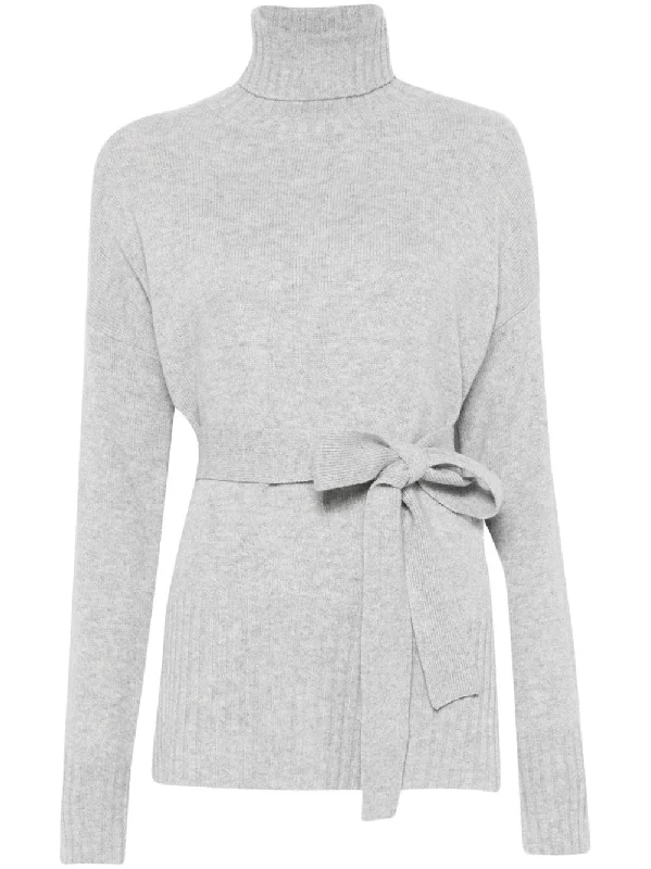 Wild Cashmere Women's Sweaters Grey Collared Crew Neck Turtle Neck