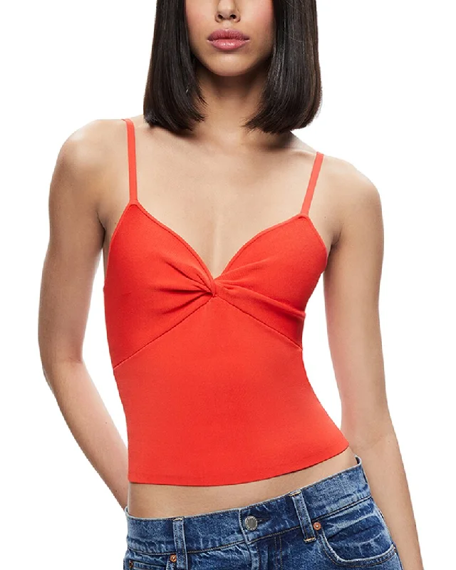 Alice + Olivia Rhona Twist Front Tank mesh tank top