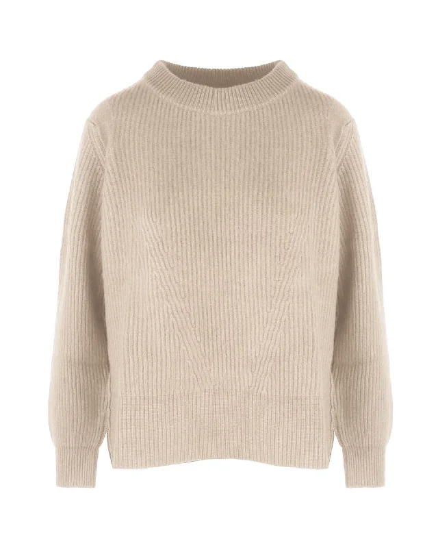 Malo  Cashmere Sweater Beige Denim Fabric Leather Fabric Suede Fabric