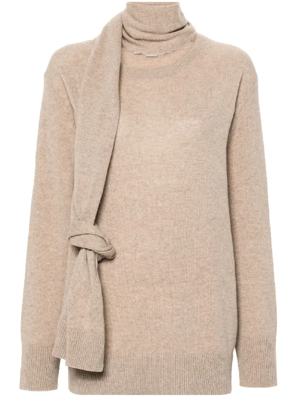 Stella Mccartney Women's Sweaters Beige Cotton Fabric Linen Fabric Terry Fabric