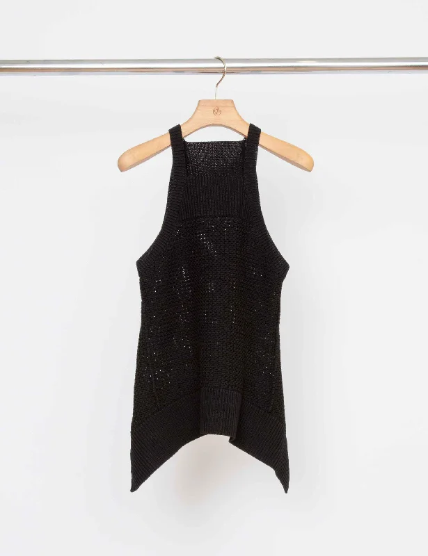 Mercerised Textured Cotton Tank with Scarf Hem spandex blend tank