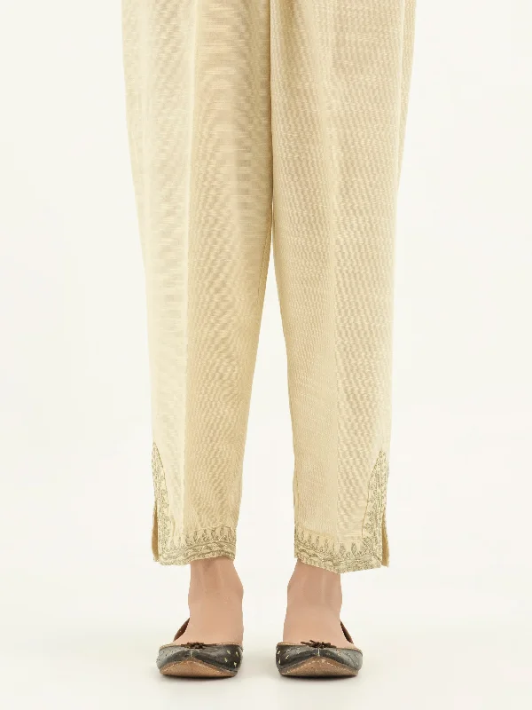 Embroidered Khaddar Trousers(Pret) Trousers Bootcut Casual