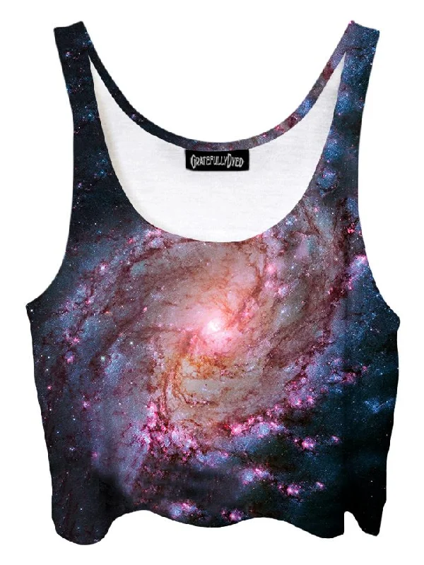 Twisted Skies Pink Spiral Galaxy Crop Top Sequined Glittery Shiny