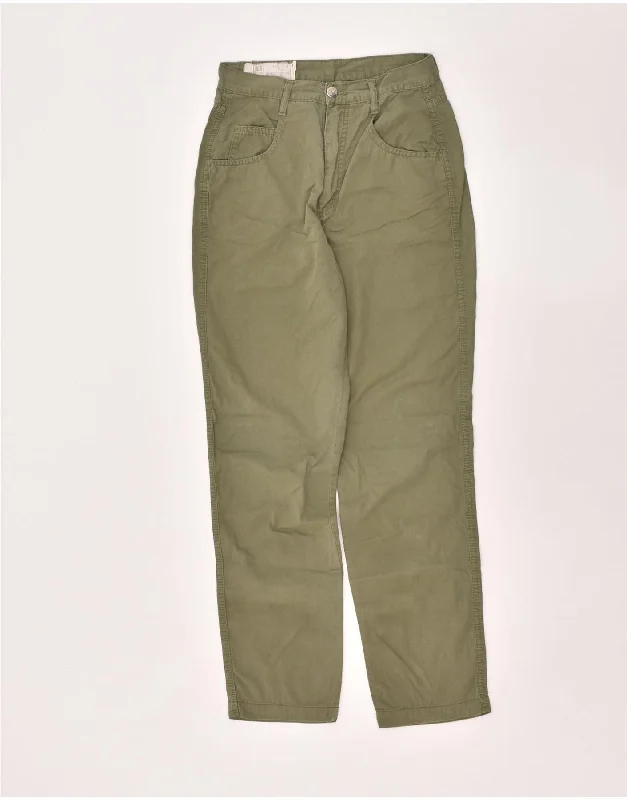 LAURA BIAGIOTTI Womens High Waist Casual Trousers W28 L28 Khaki Cotton Trousers Ceremony Elegant LAURA BIAGIOTTI Womens High Waist Casual Trousers W28 L28 Khaki Cotton Trousers Ceremony Elegant