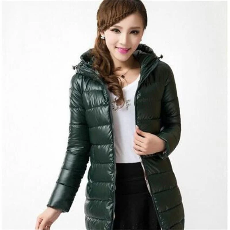 Womens Coat Style Cotton Down jacket Leisure Large size Hooded Jacket Fashion Slim Ladies Coat Nylon Fabric Polyester Fabric Spandex Fabric