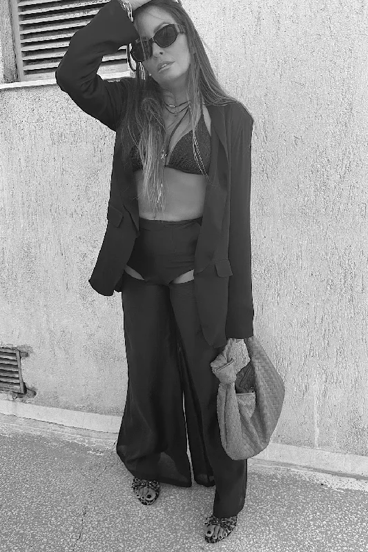 CUT OUT SILKY CHIFFON TROUSERS Trousers stylish modern