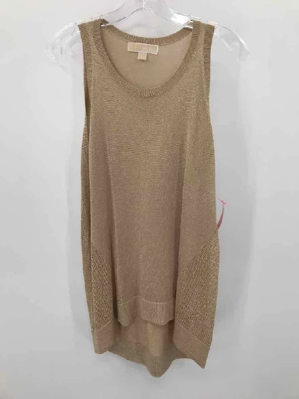 Pre-Owned MICHAEL Michael Kors Gold Size Large Knit Tank Top breathable tank top