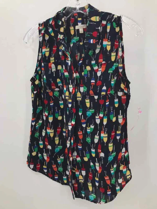 Pre-Owned Talbots Navy Size XS Printed Tank Top ivory tank top