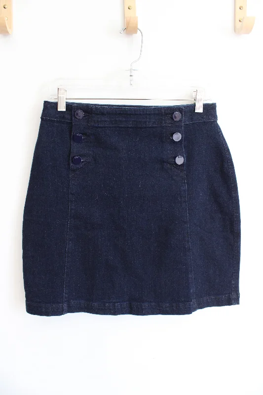 LOFT Dark Wash Denim Sailor Skirt | 0 elastic waist skirt