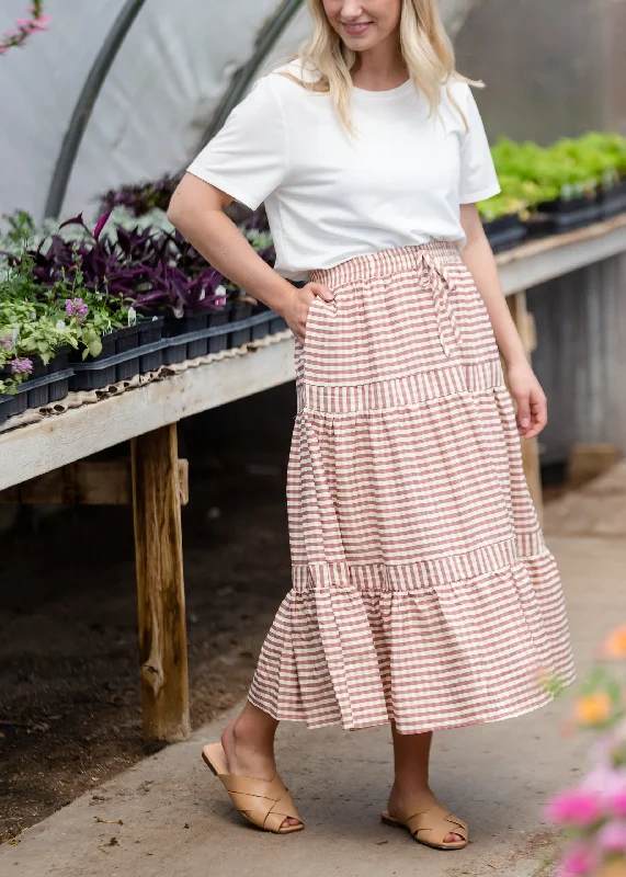 Rose Checkered Midi Skirt - FINAL SALE low waist skirt