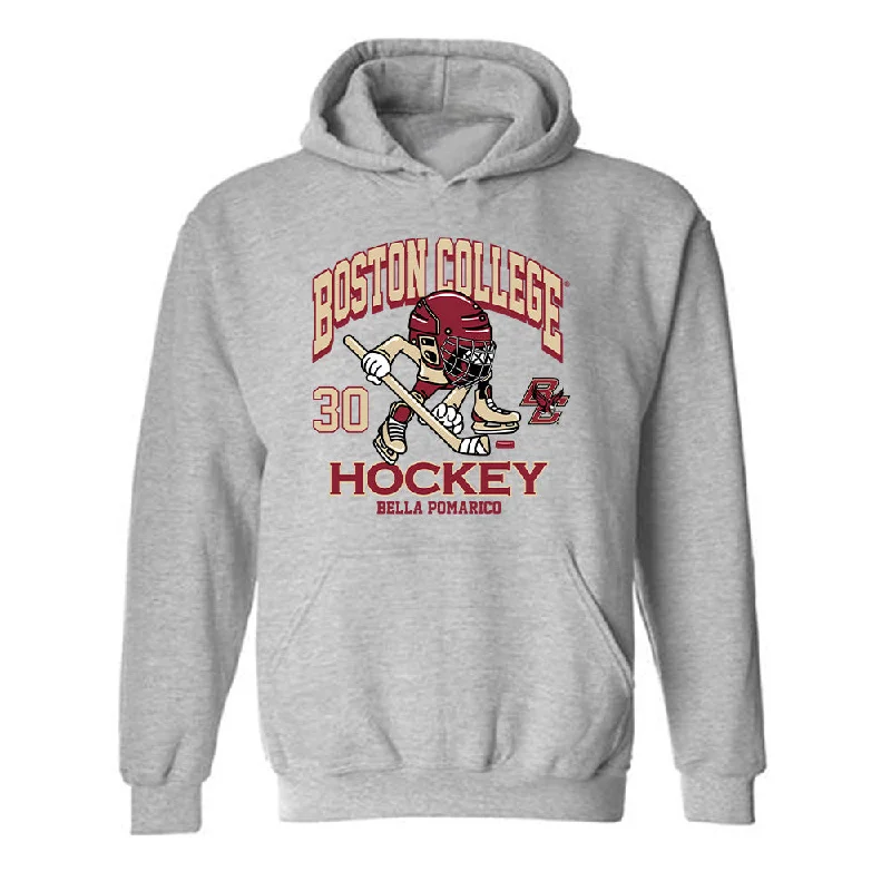 Boston College - NCAA Women's Ice Hockey : Bella Pomarico - Hooded Sweatshirt Fashion Shersey Hoodie with Elastic Waist Stretchable Comfortable Boston College - NCAA Women's Ice Hockey : Bella Pomarico - Hooded Sweatshirt Fashion Shersey Hoodie with Elastic Waist Stretchable Comfortable