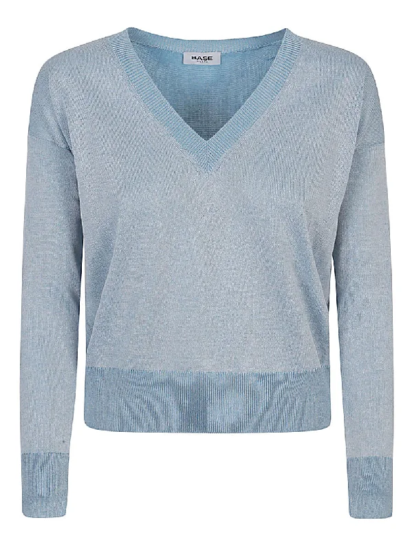 Base Women's Sweaters Clear Blue Wool Fabric Cashmere Fabric Tweed Fabric