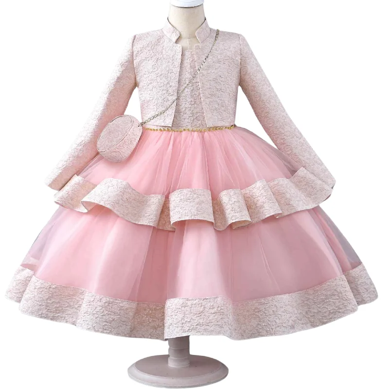 Elegant  Layered Dress with Jacket Rayon Fabric Velvet Fabric Corduroy Fabric
