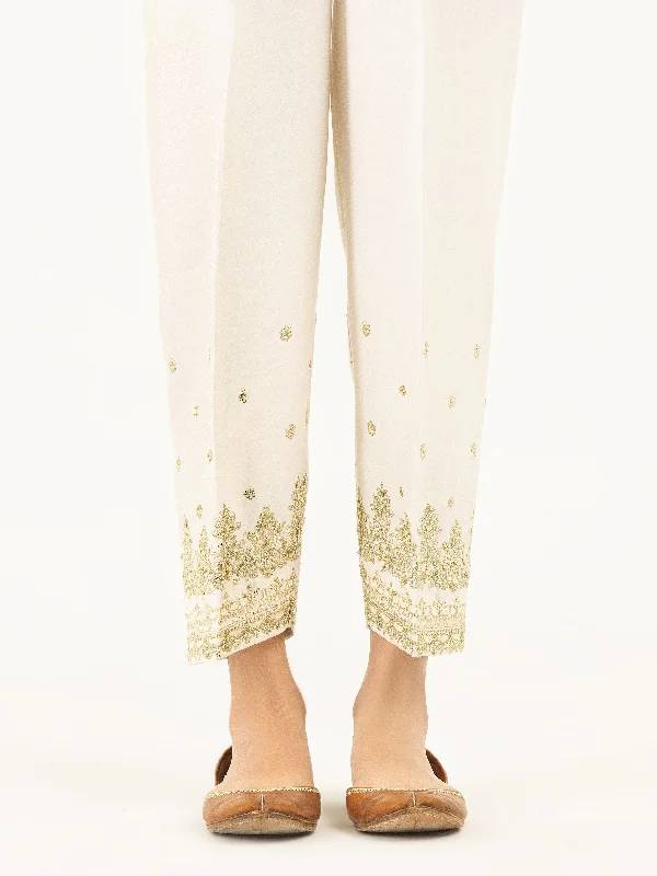 Embroidered Satin Trousers(Pret) Trousers cozy comfortable