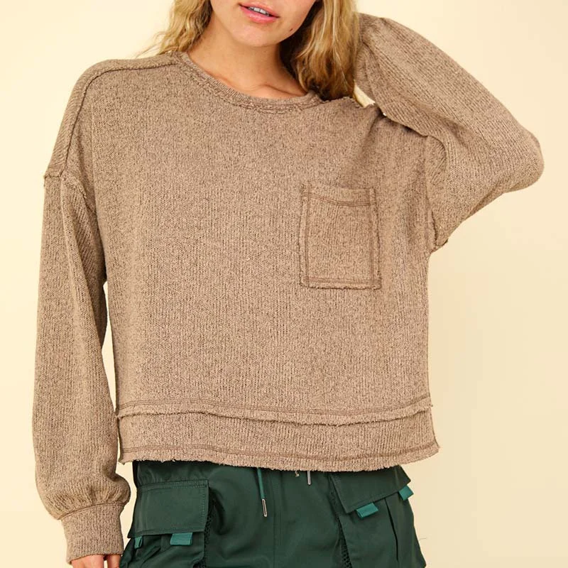 Exposed Seam Pocket Sweater Neon Metallic Matte