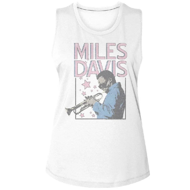 MILES DAVIS Tank Top for Ladies, Stars And Rectangle navy tank top