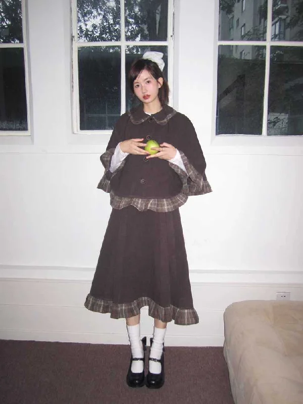 Petal collar poncho and skirt【s0000010376】 button skirt front