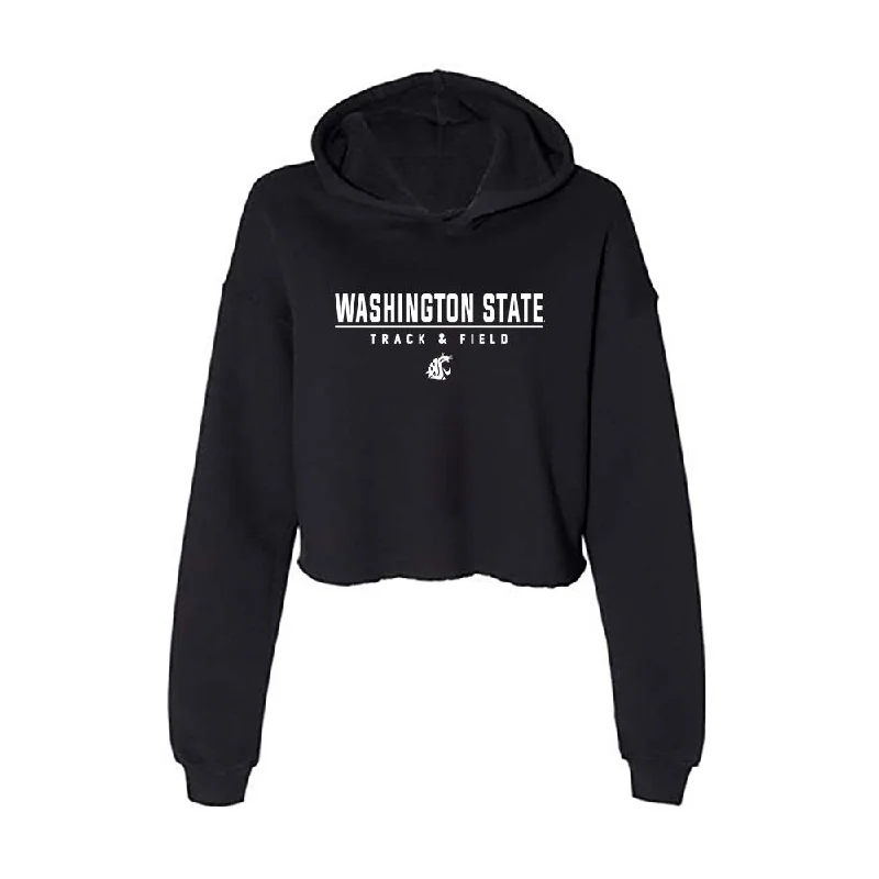 WSU - NCAA Women's Track & Field : Nana Gyedu - Women's Crop Fleece Hoodie Hoodie with Distressed Vintage Worn