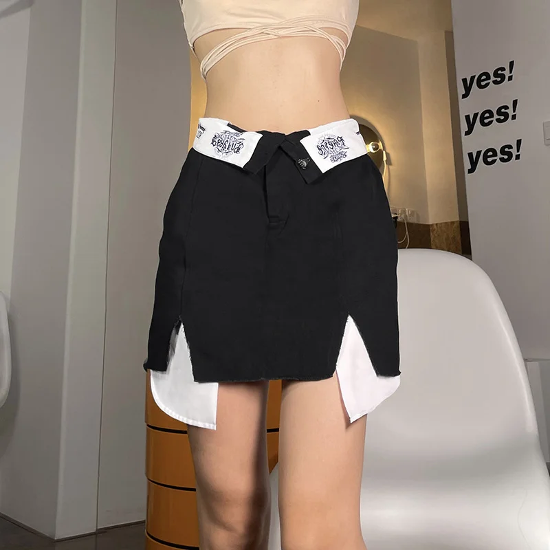 Women'S Solid Color Slim High Waist Street Fashion Printed A-Line Skirt leather skirt refined Women'S Solid Color Slim High Waist Street Fashion Printed A-Line Skirt leather skirt refined