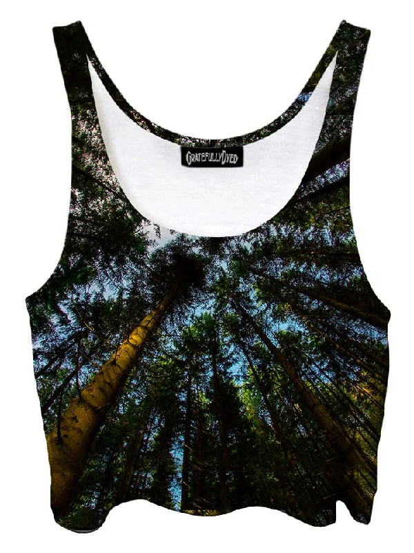 Out Of The Woods Redwood Forest Crop Top Hooded Caped Shawl Collar