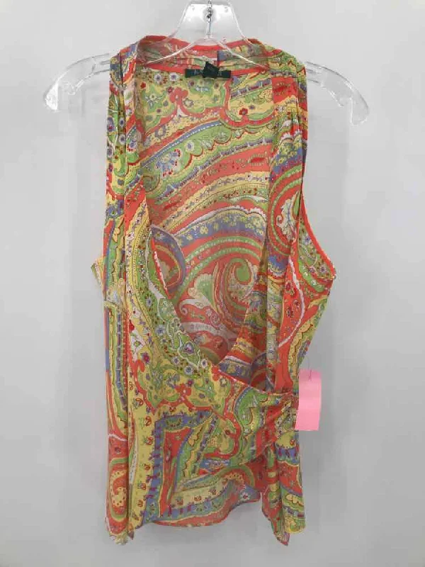 Pre-Owned Ralph Lauren Orange Size 12 Printed Tank Top open back tank