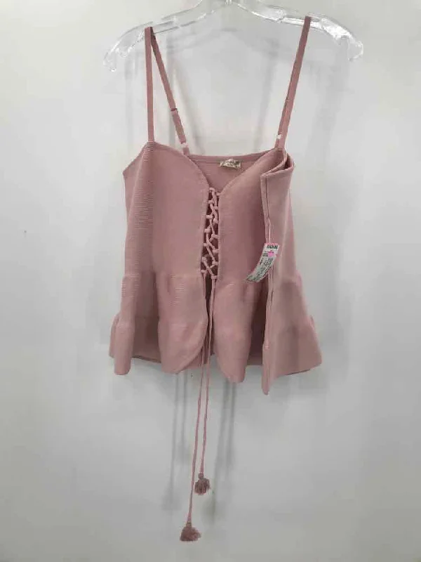 Pre-Owned Intimately Free People Pink Size Large Tank Top low neck tank