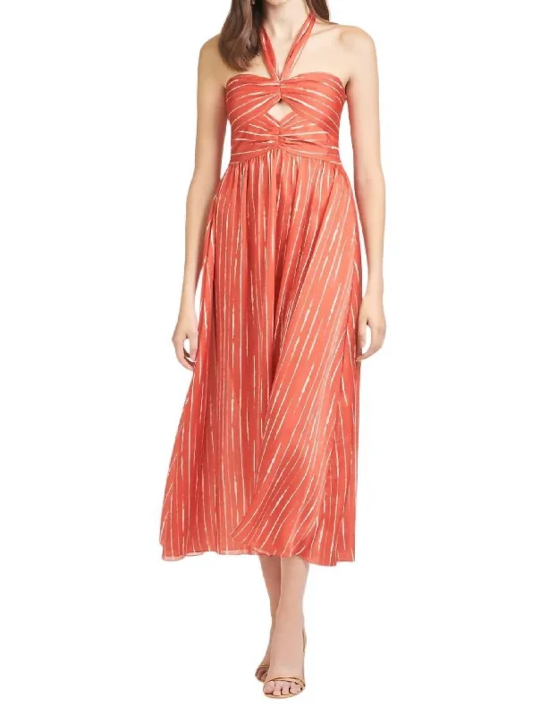 Reid Dress In Orange Shibori Stripe