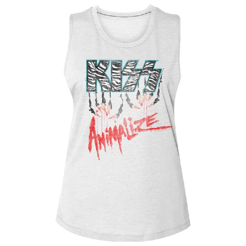 Women Exclusive KISS Eye-Catching Muscle Tank, Animalize Logo workout tank top