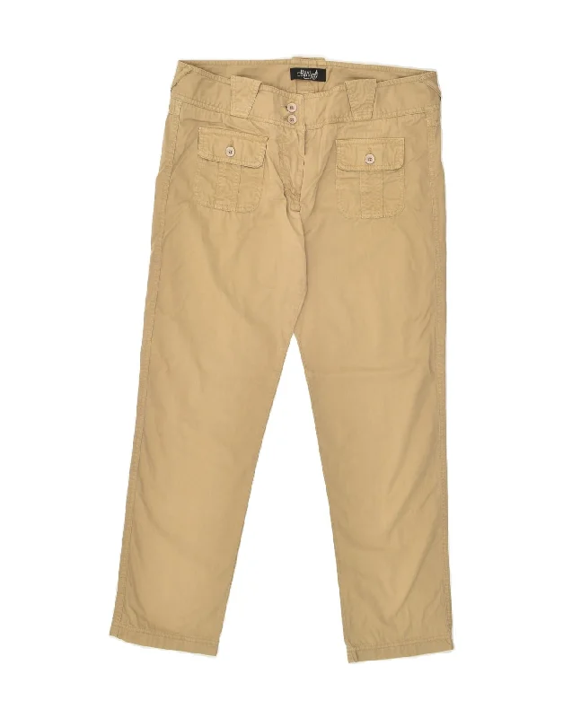 BEST COMPANY Womens Slim Casual Trousers W34 L28  Brown Cotton Trousers Silk Elegant