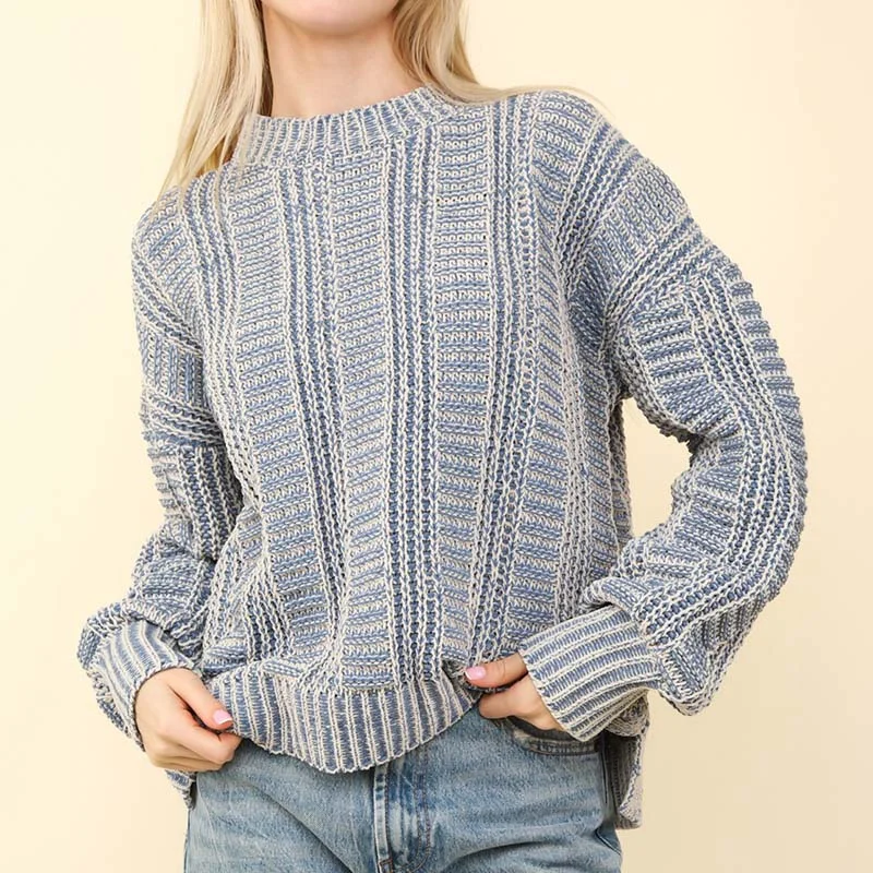 Cable Sweater Spandex Blend Rayon Blend Denim Blend