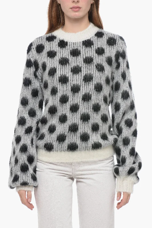 Maison Margiela FUZZY WUZZY MOHAIR Fuzzy Sweater with Polka Dot Pattern 40 Italian size Cable Knit Ribbed Knit Lace Knit Maison Margiela FUZZY WUZZY MOHAIR Fuzzy Sweater with Polka Dot Pattern 40 Italian size Cable Knit Ribbed Knit Lace Knit