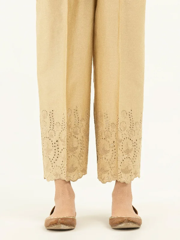 Embroidered Satin Trousers(Pret) Trousers Silk Elegant