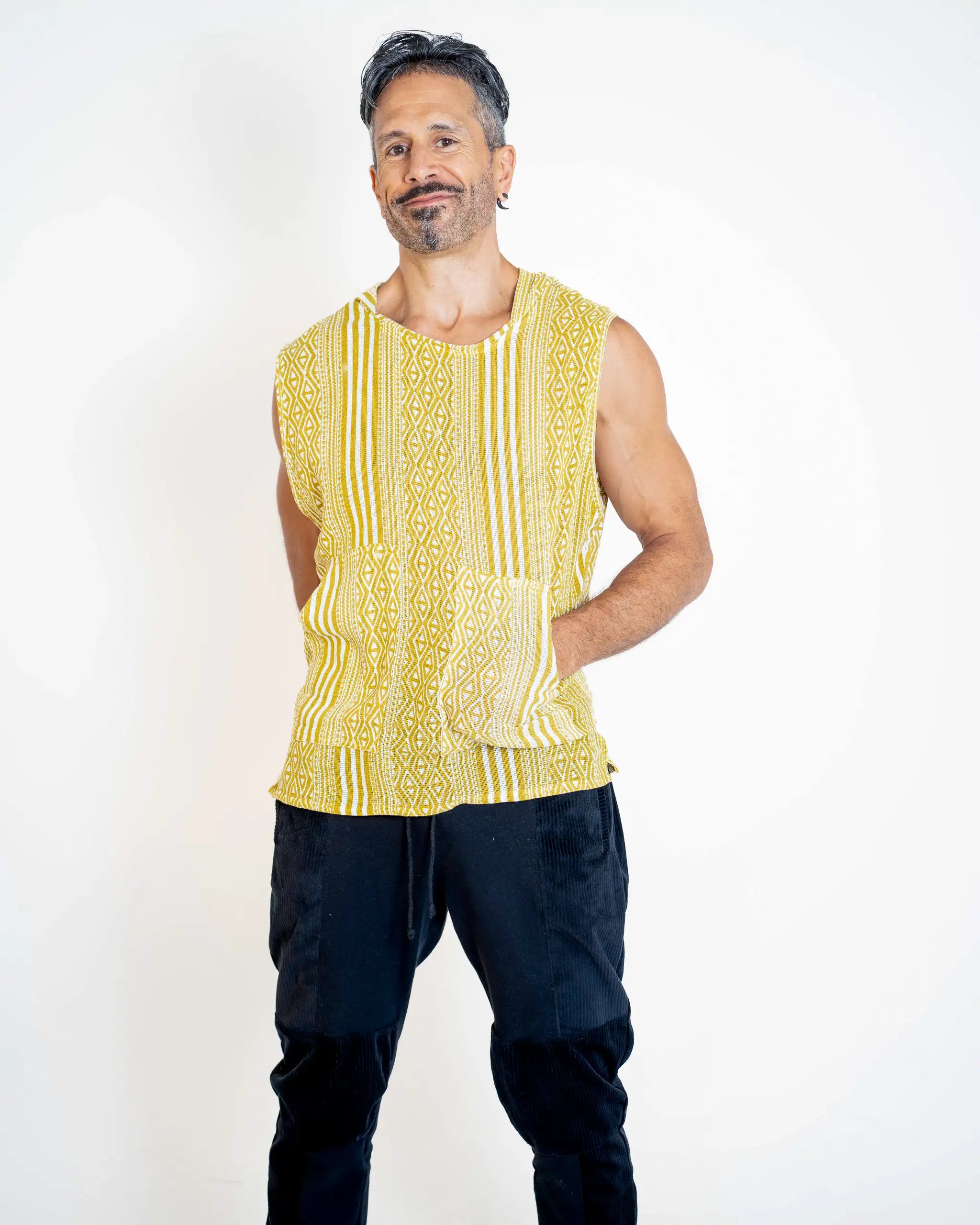 Men's MizMoz Block Print Hooded tank cotton tank top