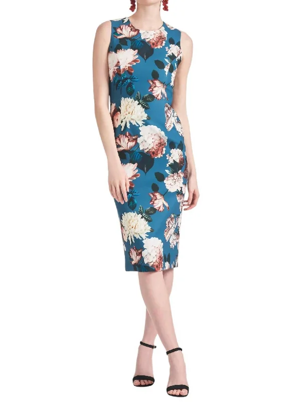 Anna Dress In Teal Garden