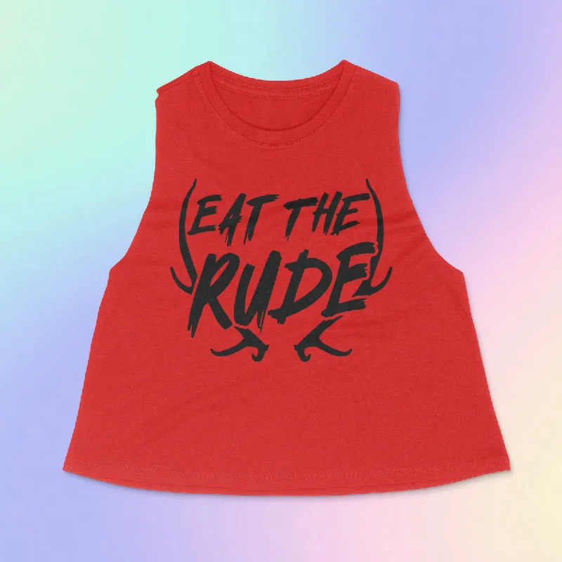 EAT THE RUDE Women's Racerback Cropped Tank adorable tank top