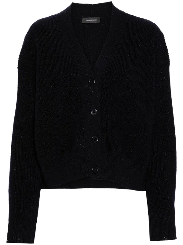 Fabiana Filippi Women's Sweaters Blue Faux Fur Fabric Real Fur Fabric Shearling Fabric