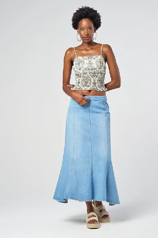 Denim skirt chiffon skirt flowing