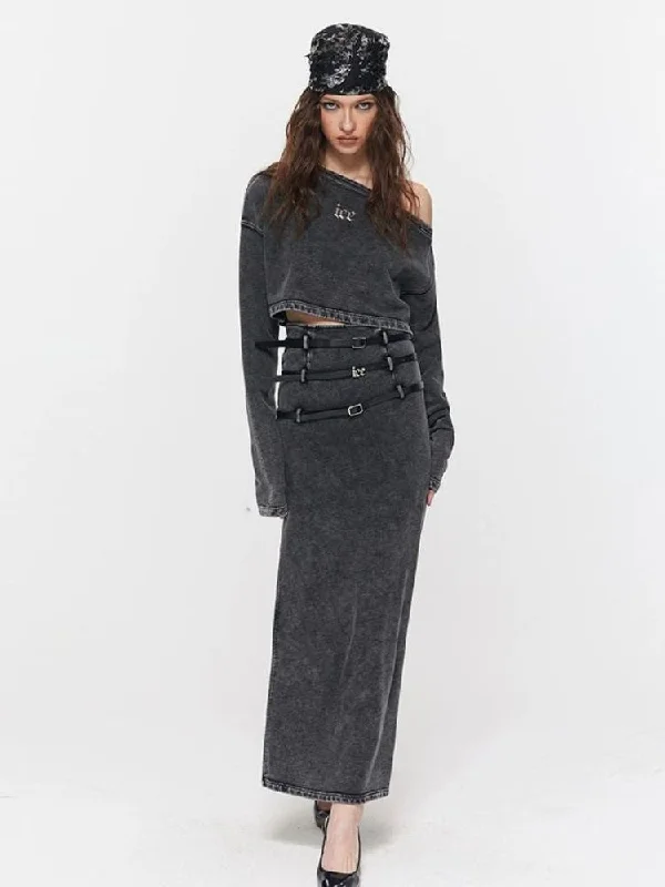 Long-sleeved sweatshirt and high slit skirt【s0000003530】 Hoodie with Ribbed Neckline Snug Warm Long-sleeved sweatshirt and high slit skirt【s0000003530】 Hoodie with Ribbed Neckline Snug Warm