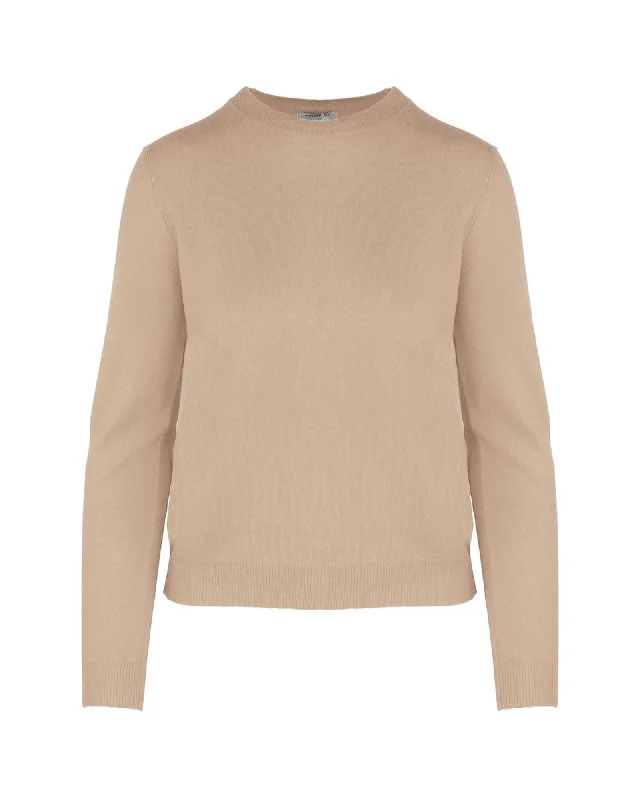 Malo Women's Cashmere Crew Neck Sweater - Beige Wool Fabric Cashmere Fabric Tweed Fabric Malo Women's Cashmere Crew Neck Sweater - Beige Wool Fabric Cashmere Fabric Tweed Fabric