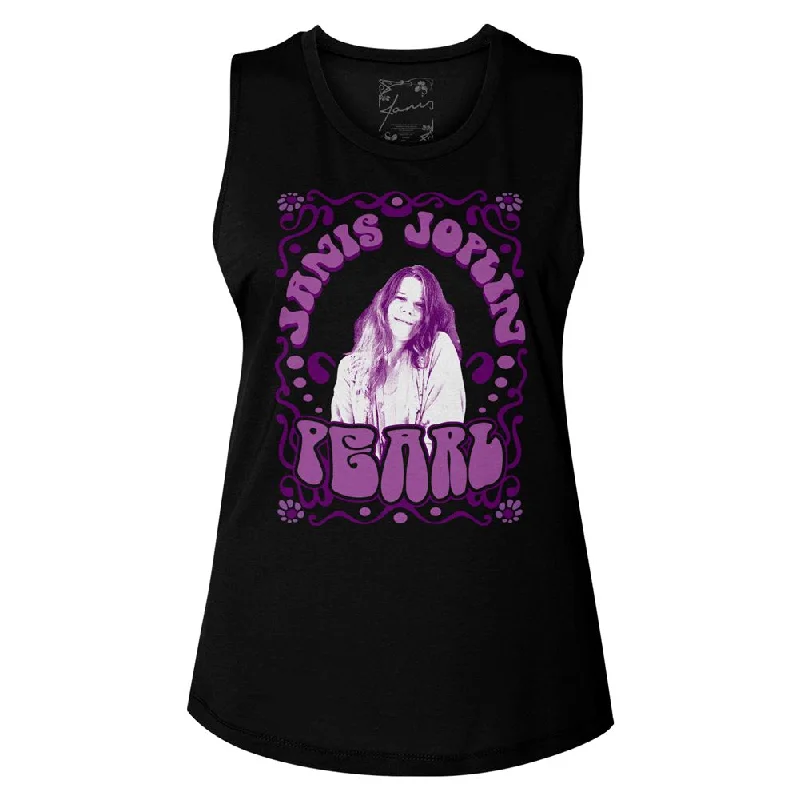 Women Exclusive JANIS JOPLIN Eye-Catching Muscle Tank, Pearl activewear tank top