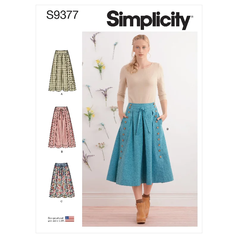 Simplicity Pattern 9377 Misses Flared Skirts breathable skirt fabric