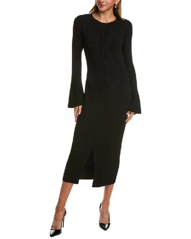 Bcbgmaxazria Maxi Sweaterdress Boat Neck Shawl Collar Notched Collar