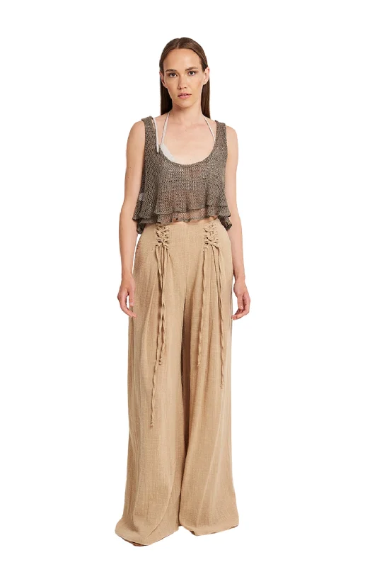 GAUZE WIDE-LEG TROUSERS Trousers fashionable trendy
