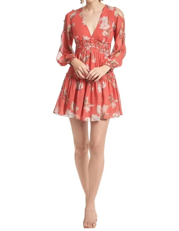 Keira Dress In Coral Venetia Petals