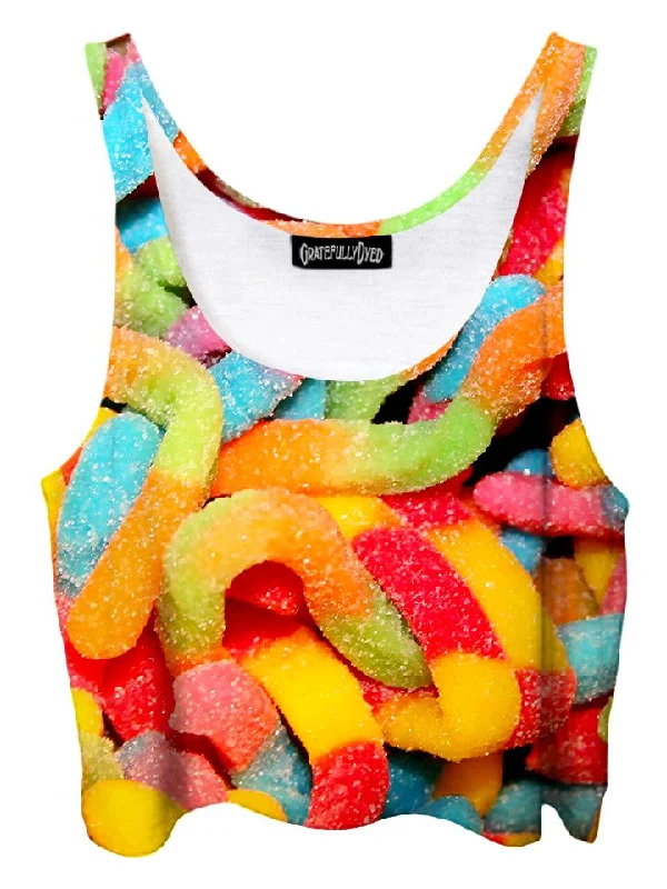 Gummy Worms Rainbow Gummies Crop Top Graphic Embroidered Appliqued