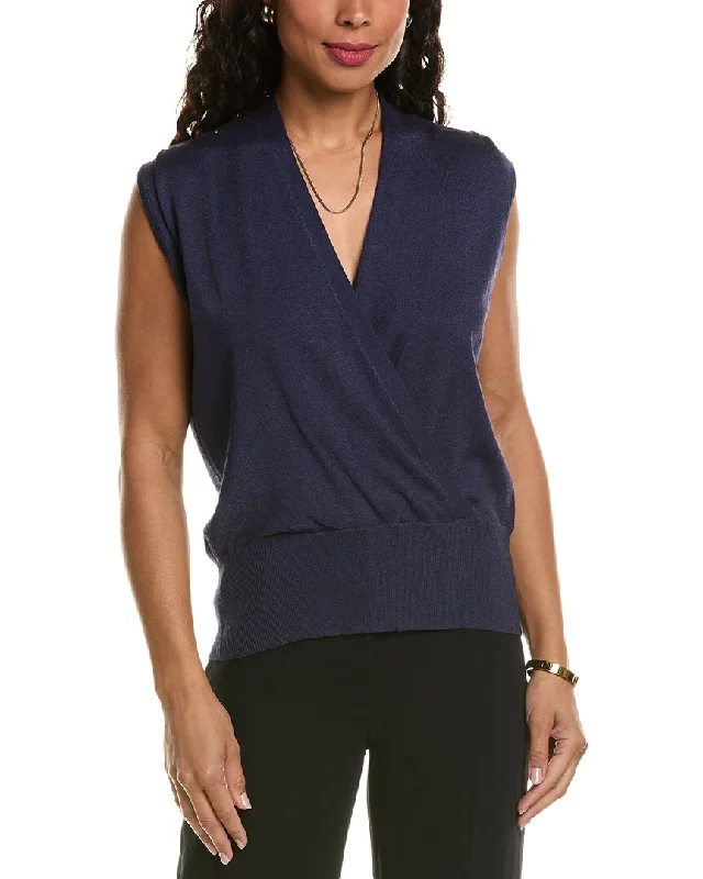 Elie Tahari Faux Wrap Sweater Oversized Loose Flowy