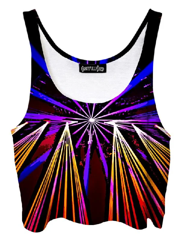 Comic Show Light Mandala Crop Top Ribbed Striped Patterned