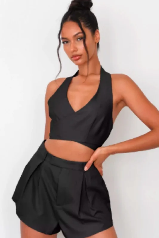 Halter Neck Wrap Crop Top Beaded Sequined Faux Fur
